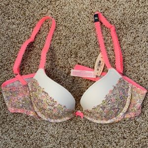 Victoria’s Secret padded demi neon floral bra 34A